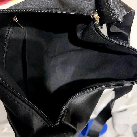 Stylish Black Oxford Cloth Crossbody Bag - Practical Zippered Shoulder Tote - Picture 4 of 8